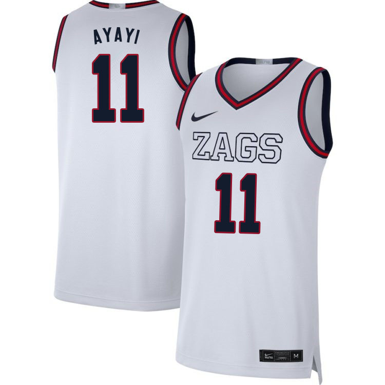 Men #11 Joel Ayayi Gonzaga Bulldogs College Basketball Jerseys Sale-White